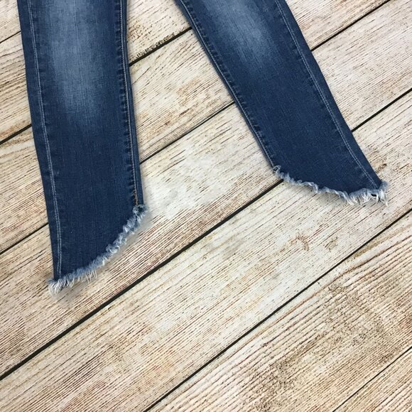 Girls Seven 7 For All Mankind Ankle Skinny Slanted Hem Distressed Jeans Size 8 - Picture 3 of 9